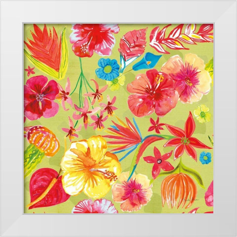 Tutti Frutti Pattern IC White Modern Wood Framed Art Print by Zaman, Farida