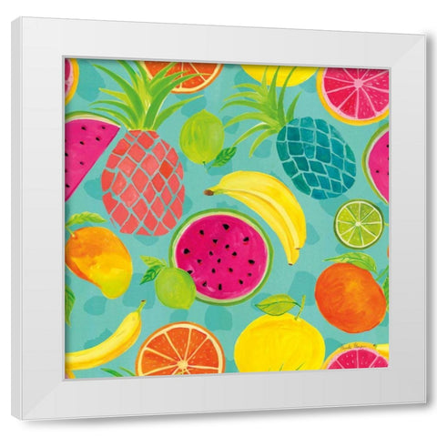 Tutti Frutti Pattern IIIB White Modern Wood Framed Art Print by Zaman, Farida