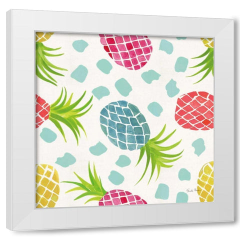 Tutti Frutti Pattern VA White Modern Wood Framed Art Print by Zaman, Farida