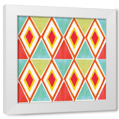 Tutti Frutti Pattern VIA White Modern Wood Framed Art Print by Zaman, Farida