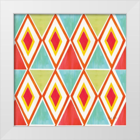 Tutti Frutti Pattern VIA White Modern Wood Framed Art Print by Zaman, Farida