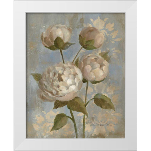 Peony on Soft Blue - Original White Modern Wood Framed Art Print by Vassileva, Silvia