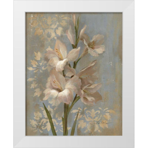 Gladiola on Soft Blue - Original White Modern Wood Framed Art Print by Vassileva, Silvia