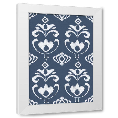 Free Bird Gold Ikat Pattern Indigo White Modern Wood Framed Art Print by Brissonnet, Daphne