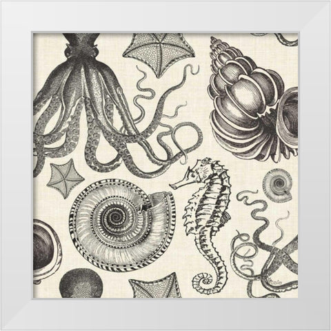 Coastal Farmhouse Pattern IA White Modern Wood Framed Art Print by Pela Studio
