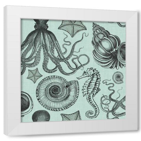 Coastal Farmhouse Pattern IB White Modern Wood Framed Art Print by Pela Studio