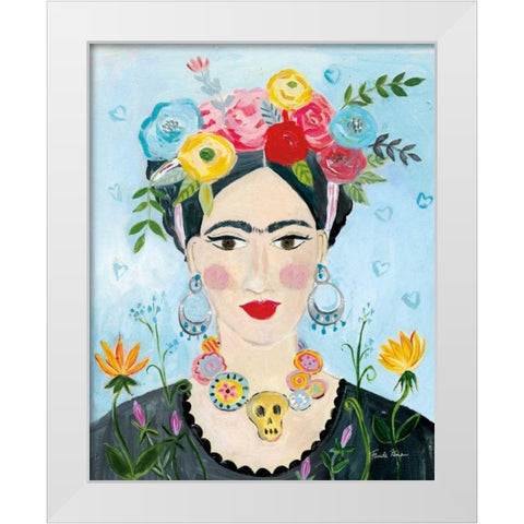Homage to Frida II White Modern Wood Framed Art Print by Zaman, Farida