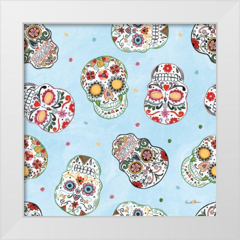 Homage to Frida Pattern IB White Modern Wood Framed Art Print by Zaman, Farida