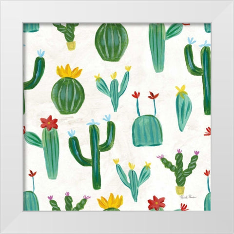 Homage to Frida Pattern IIA White Modern Wood Framed Art Print by Zaman, Farida