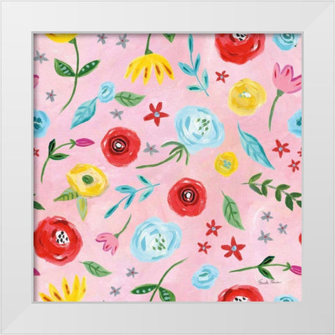 Homage to Frida Pattern IVB White Modern Wood Framed Art Print by Zaman, Farida