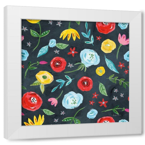 Homage to Frida Pattern IVC White Modern Wood Framed Art Print by Zaman, Farida