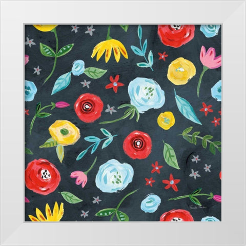 Homage to Frida Pattern IVC White Modern Wood Framed Art Print by Zaman, Farida