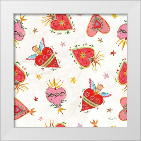 Homage to Frida Pattern VA White Modern Wood Framed Art Print by Zaman, Farida