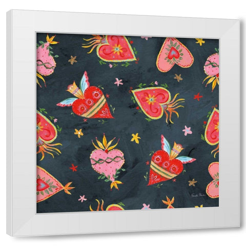Homage to Frida Pattern VC White Modern Wood Framed Art Print by Zaman, Farida
