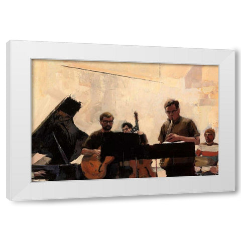 Jammin White Modern Wood Framed Art Print by Sullivan, Myles