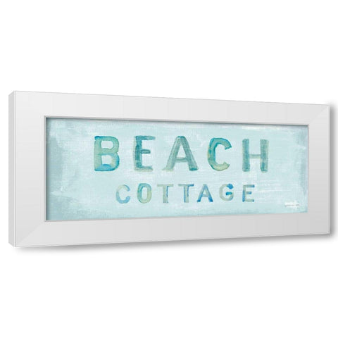 Beach Cottage Sign White Modern Wood Framed Art Print by Nai, Danhui