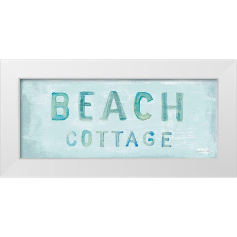 Beach Cottage Sign White Modern Wood Framed Art Print by Nai, Danhui