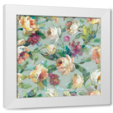 Summer Garden Pattern I White Modern Wood Framed Art Print by Nai, Danhui