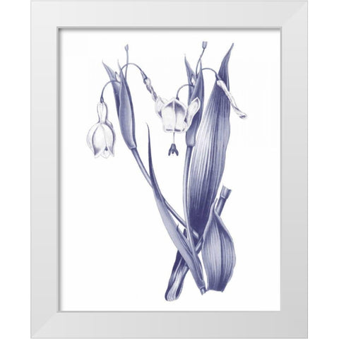 Dark Blue Botanical II White Modern Wood Framed Art Print by Wild Apple Portfolio