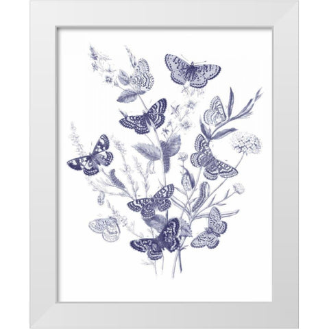 Butterfly Bouquet I Blue White Modern Wood Framed Art Print by Wild Apple Portfolio
