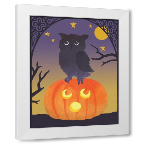Halloween Critter III Light Owl White Modern Wood Framed Art Print by Grove, Beth