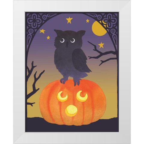 Halloween Critter III Light Owl White Modern Wood Framed Art Print by Grove, Beth