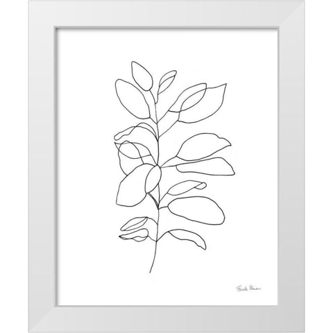 Doodle Leaves I White Modern Wood Framed Art Print by Zaman, Farida