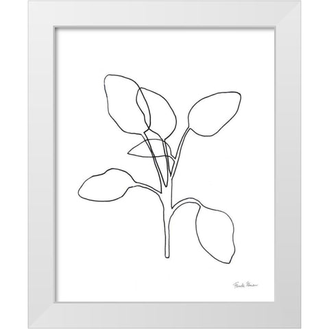 Doodle Leaves III White Modern Wood Framed Art Print by Zaman, Farida