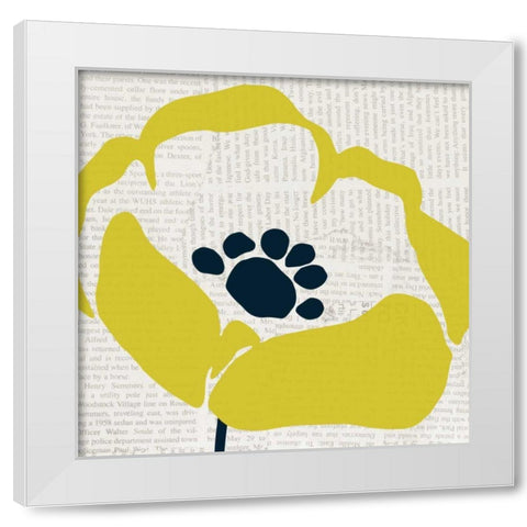 Pop Art Floral III Yellow Newsprint White Modern Wood Framed Art Print by Wild Apple Portfolio