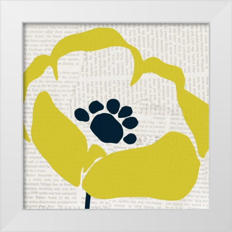 Pop Art Floral III Yellow Newsprint White Modern Wood Framed Art Print by Wild Apple Portfolio