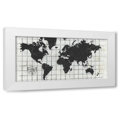 Black Gild World Map I Crest White Modern Wood Framed Art Print by Lovell, Kathrine