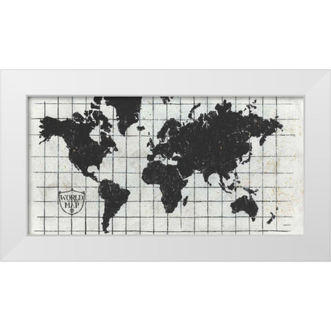 Black Gild World Map I Crest White Modern Wood Framed Art Print by Lovell, Kathrine
