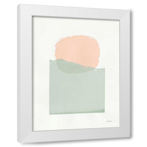 Buoyant Pink and Green White Modern Wood Framed Art Print by Schick, Mike