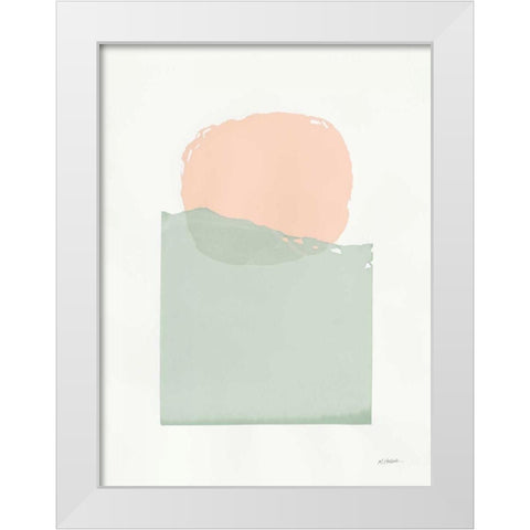 Buoyant Pink and Green White Modern Wood Framed Art Print by Schick, Mike