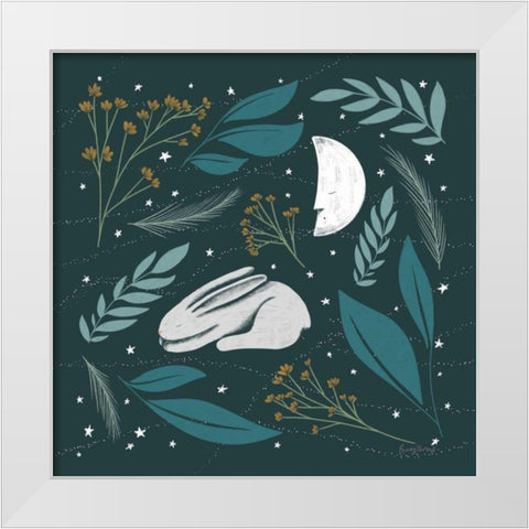 Sweet Dreams Bunny IV White Modern Wood Framed Art Print by Thorns, Becky
