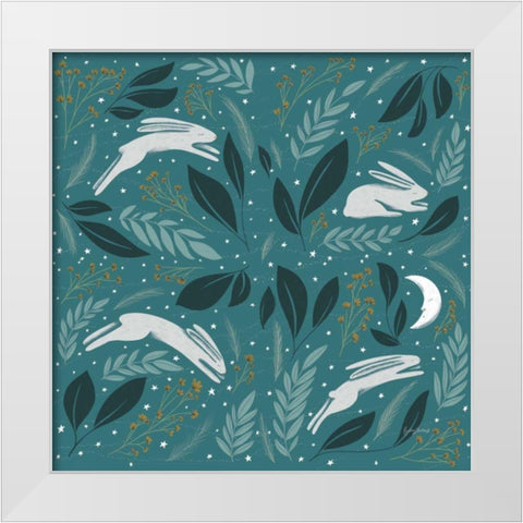 Sweet Dreams Bunny Pattern IB White Modern Wood Framed Art Print by Thorns, Becky
