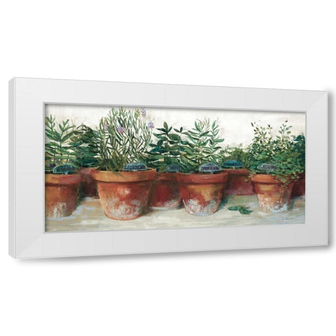 Pots of Herbs I White White Modern Wood Framed Art Print by Rowan, Carol