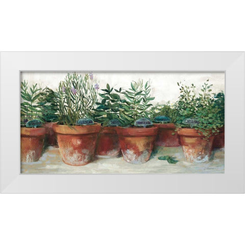 Pots of Herbs I White White Modern Wood Framed Art Print by Rowan, Carol