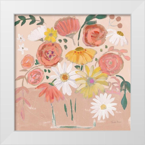 Folk Floral II Modern White Modern Wood Framed Art Print by Zaman, Farida