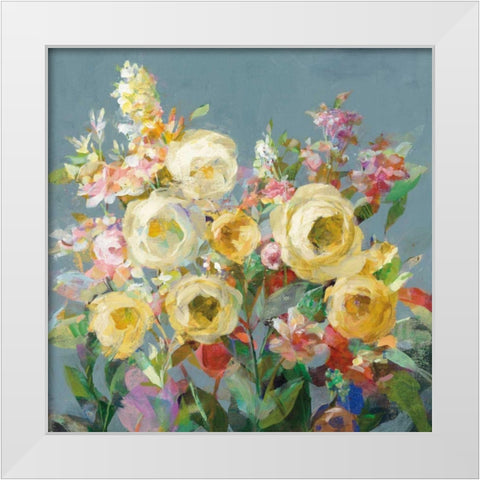Joy of the Garden Sq I Yellow White Modern Wood Framed Art Print by Nai, Danhui