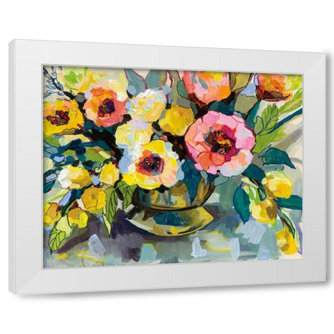 Cottage Bouquet White Modern Wood Framed Art Print by Vertentes, Jeanette