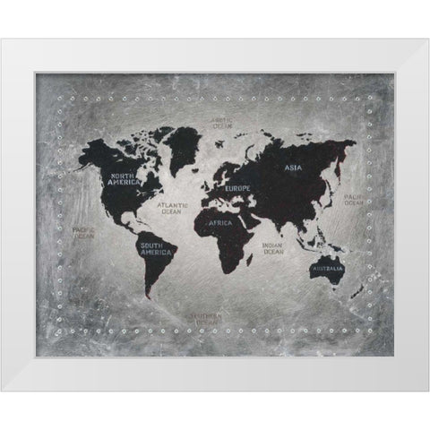 Riveting World Map White Modern Wood Framed Art Print by Wiens, James