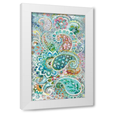 Paisley Flowers White Modern Wood Framed Art Print by Nai, Danhui