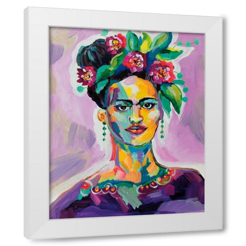 Frida White Modern Wood Framed Art Print by Vertentes, Jeanette