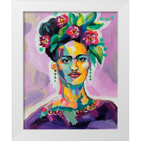 Frida White Modern Wood Framed Art Print by Vertentes, Jeanette