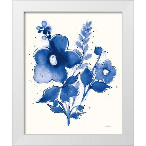 Independent Blooms Blue IV v2 White Modern Wood Framed Art Print by Novak, Shirley