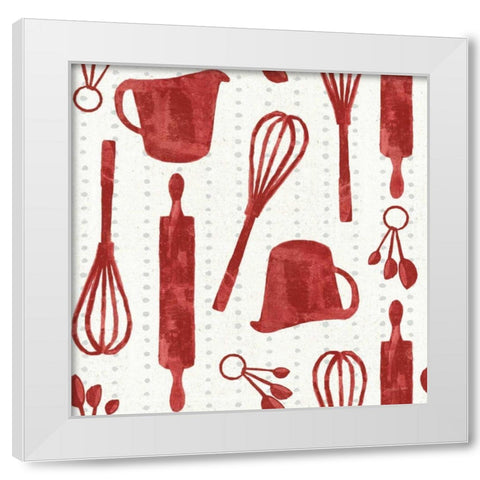 Kitchen Floursack Pattern VIA White Modern Wood Framed Art Print by Nai, Danhui