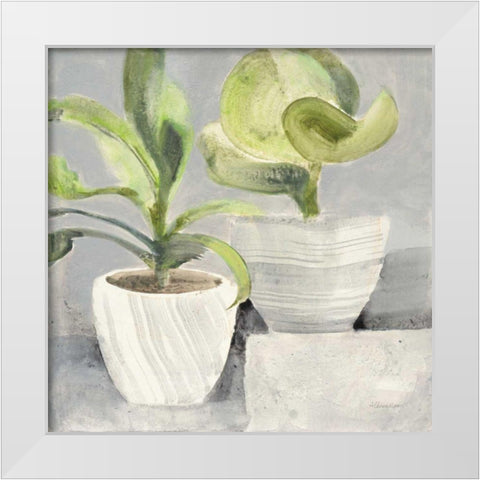 Greenery Still Life White Modern Wood Framed Art Print by Hristova, Albena