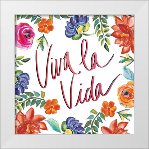Fridas Flower Fancy II White Modern Wood Framed Art Print by Rice, Kristy