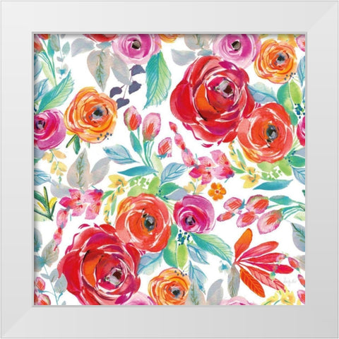 Fridas Flower Fancy Pattern I White Modern Wood Framed Art Print by Rice, Kristy
